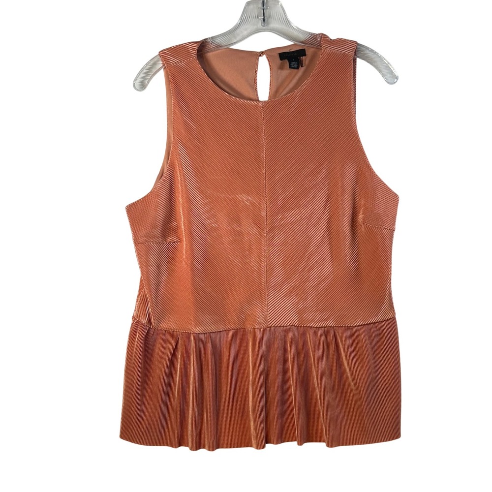Halogen Pinkish Orange Pleated Peplum Sleeveless Top‎ Women Size 1